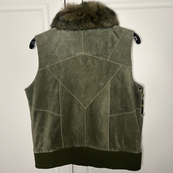 Wilsons Leather Suede Patchwork Camo Vest w/ Faux Fur Collar - Picture 11 of 12